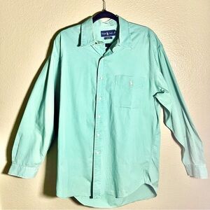 VTG Polo Ralph Lauren Blake Shirt L MintGreen 100% Cott Button Down‎ Long Sleeve